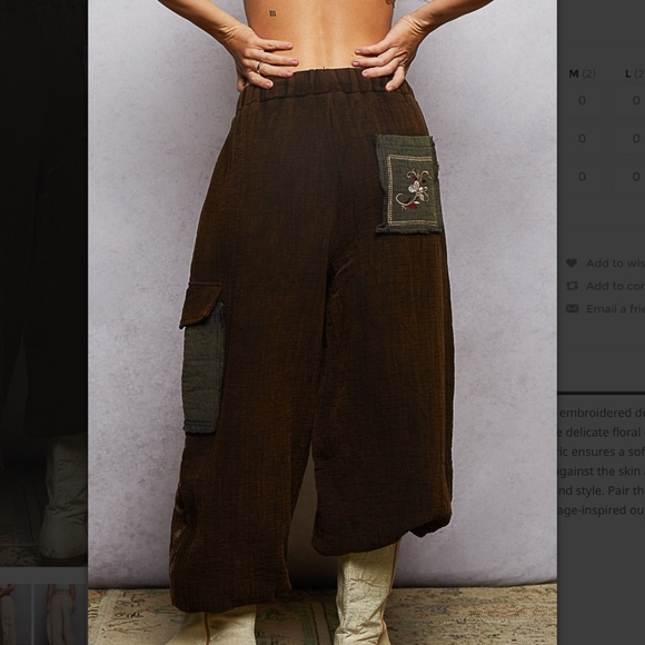 POL “ Meadow “ POL Double Gauze Jogger Pants with Embroidered Detail 77 - Picture 4 of 6